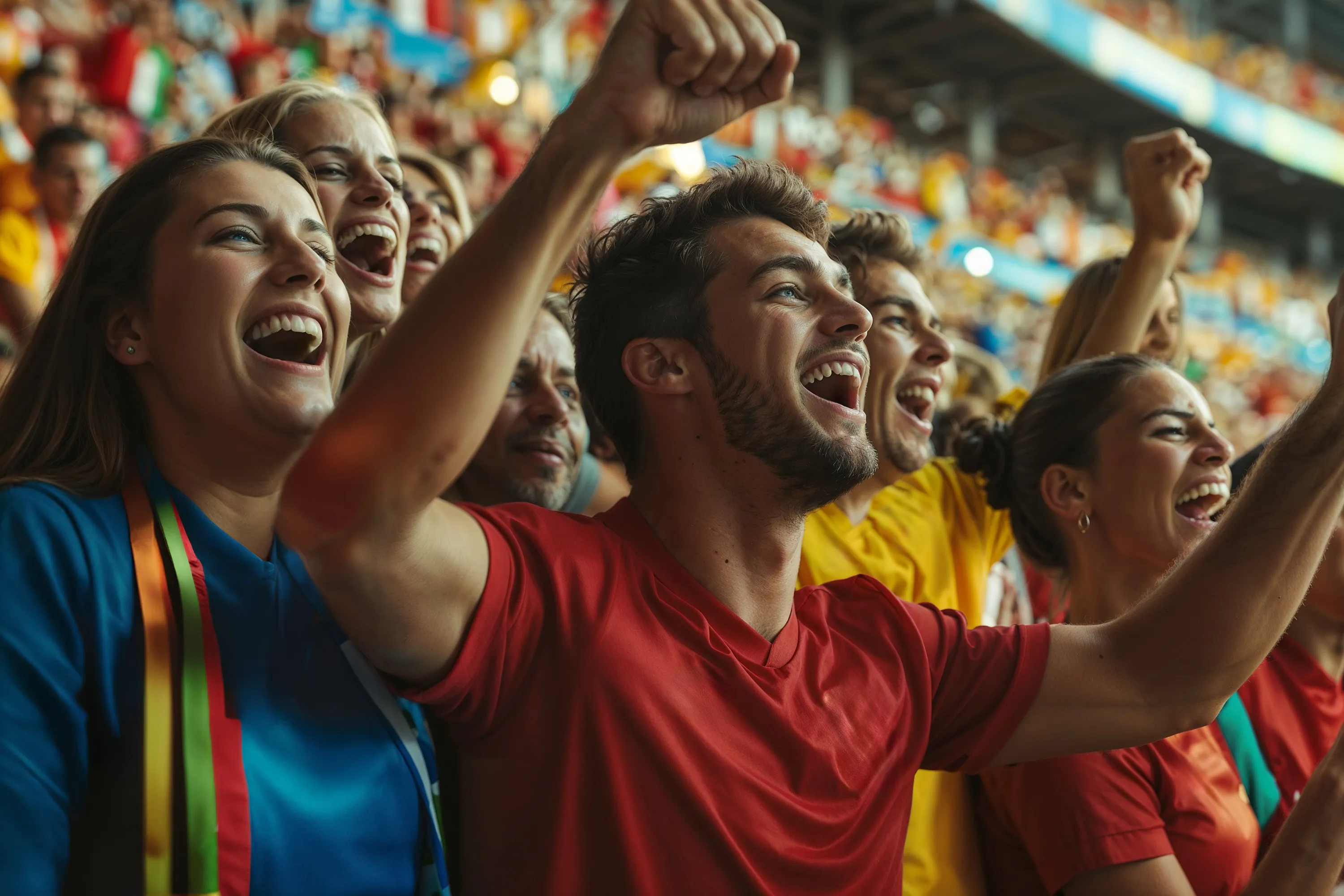 footie fans red