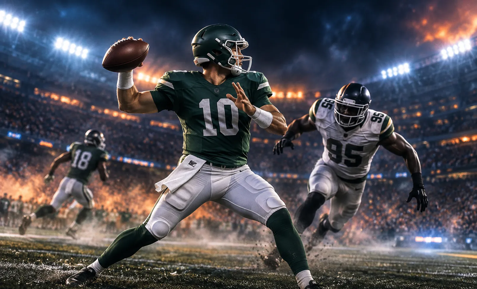 football player ready to pass the ball