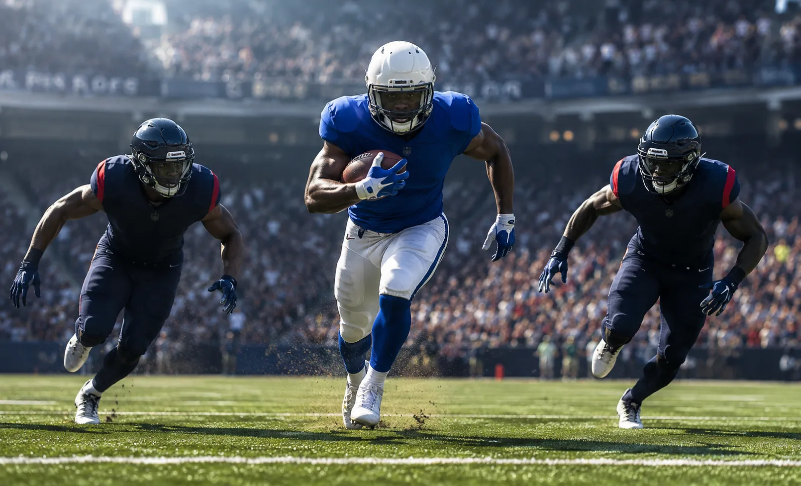 lineback running towards the goal line in the stadium NFL