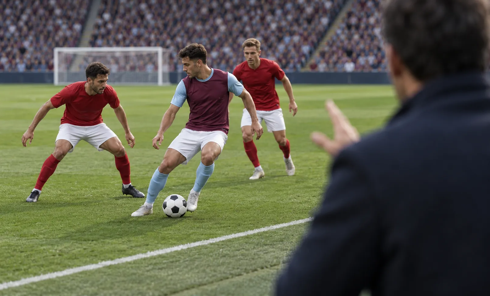 premier league manager coaching players on the field