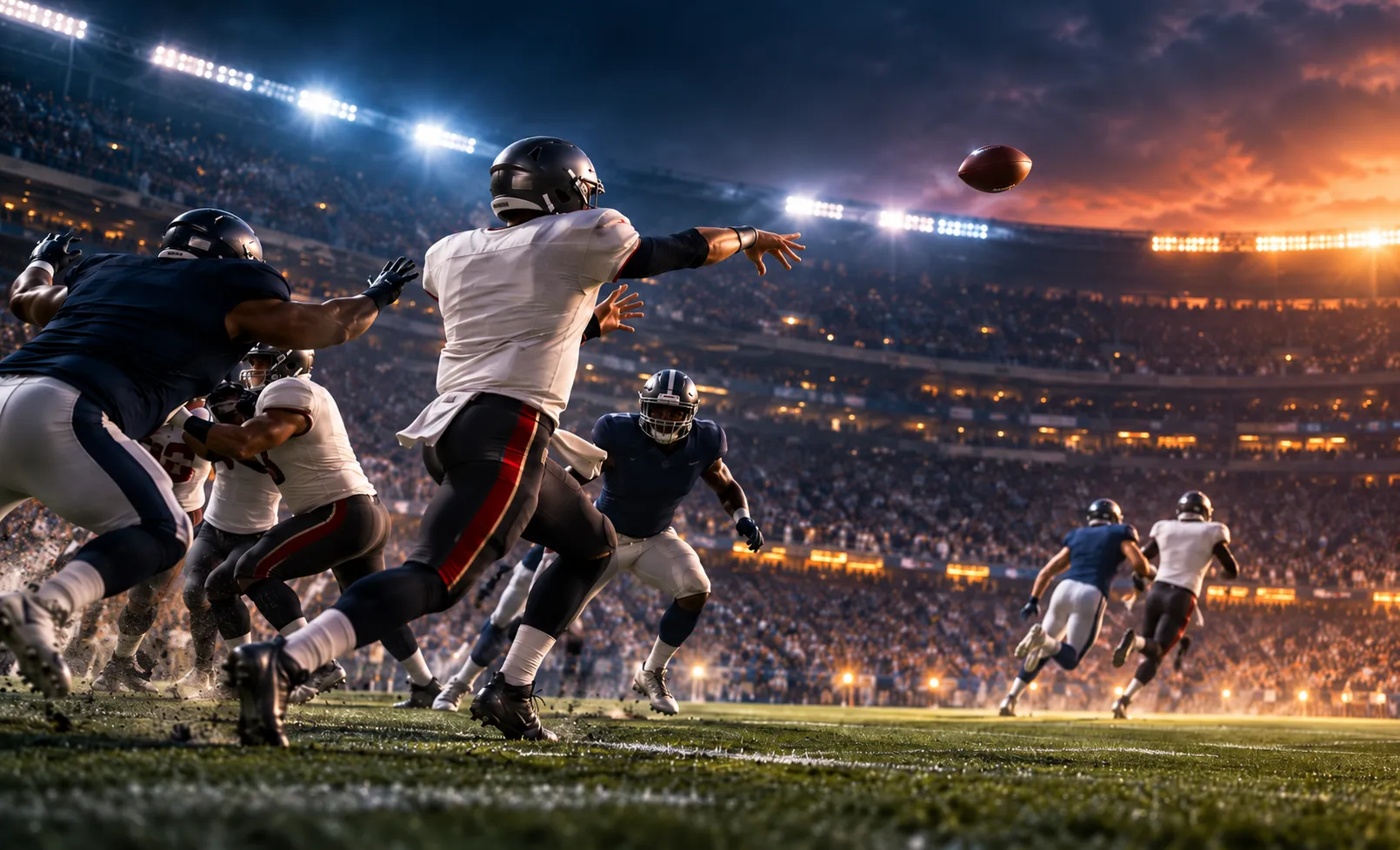 Quarterback Under Stadium Lights