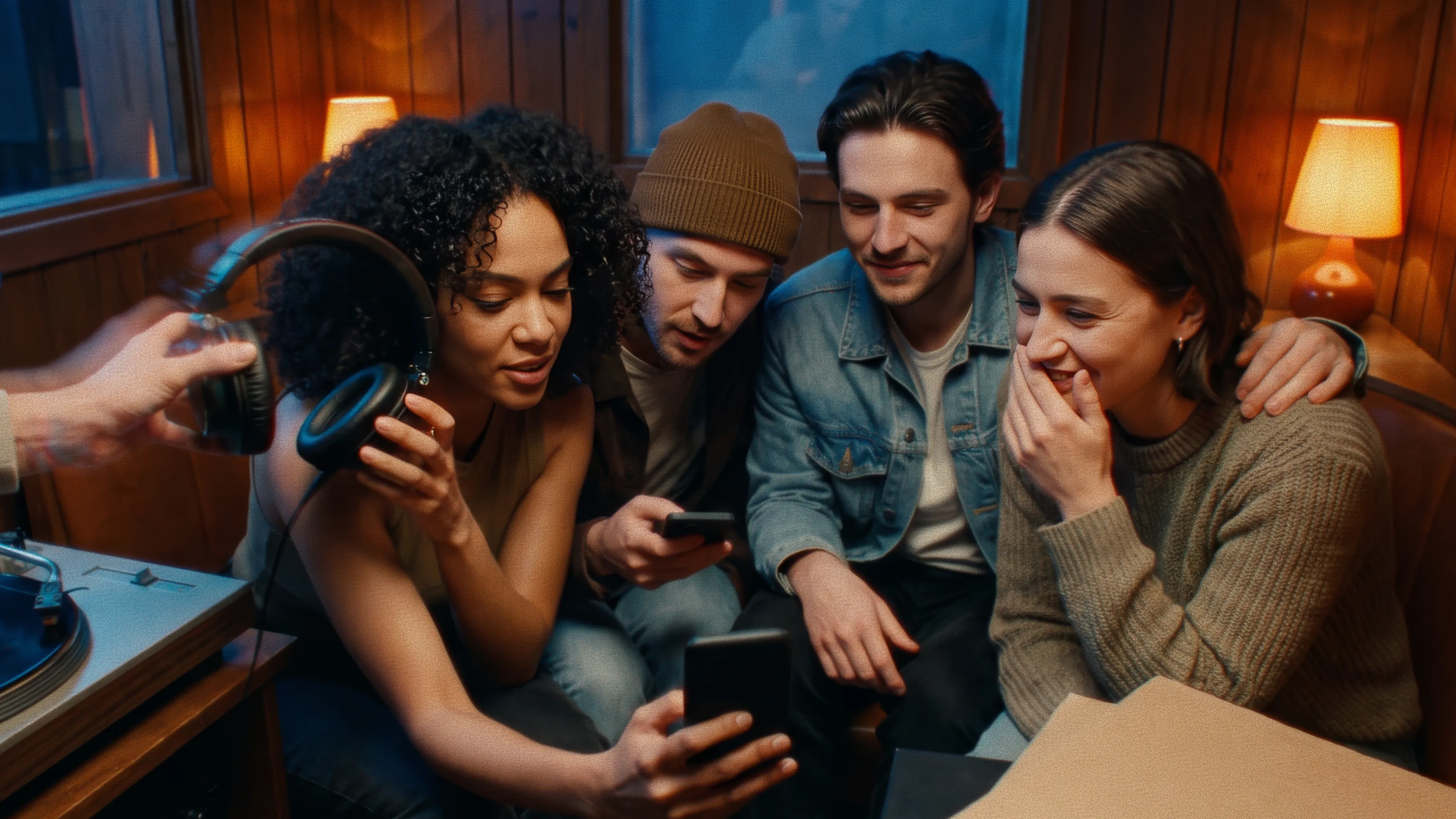 A group of friends listening to music together  Top Spotify song this week   OG com